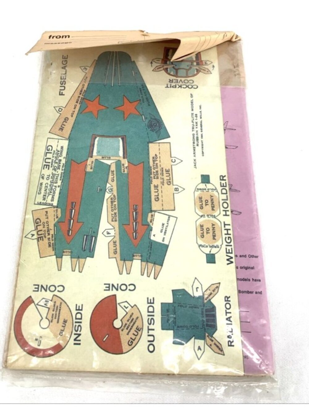 Jack Armstrong Tru-Flite Model Russian Yak I-26 1981 Cereal Premium NOS